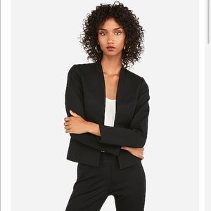 Express Inverted Collar Cropped Blazer - Black
